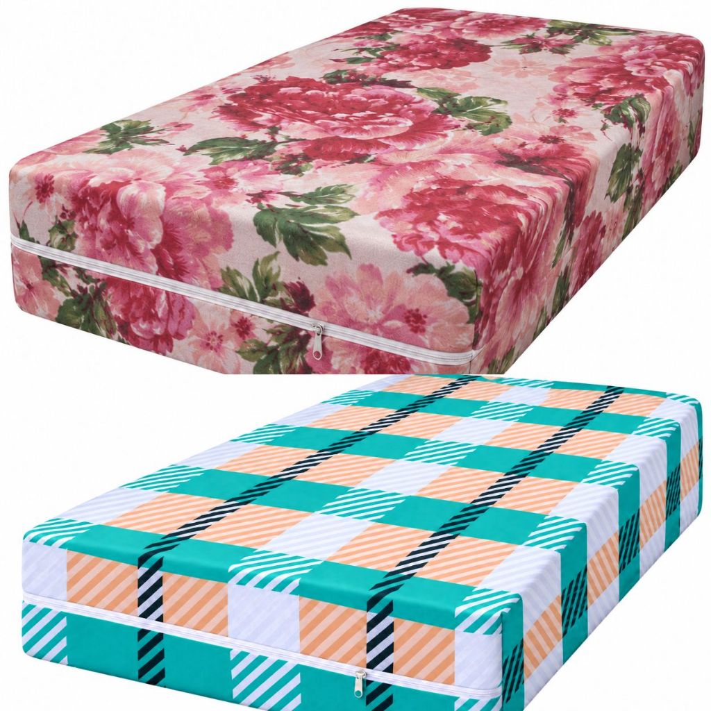 kit 2 Capas De Colchão Casal Com Ziper Estampada Microfibra 100% Poliéster uso Diário