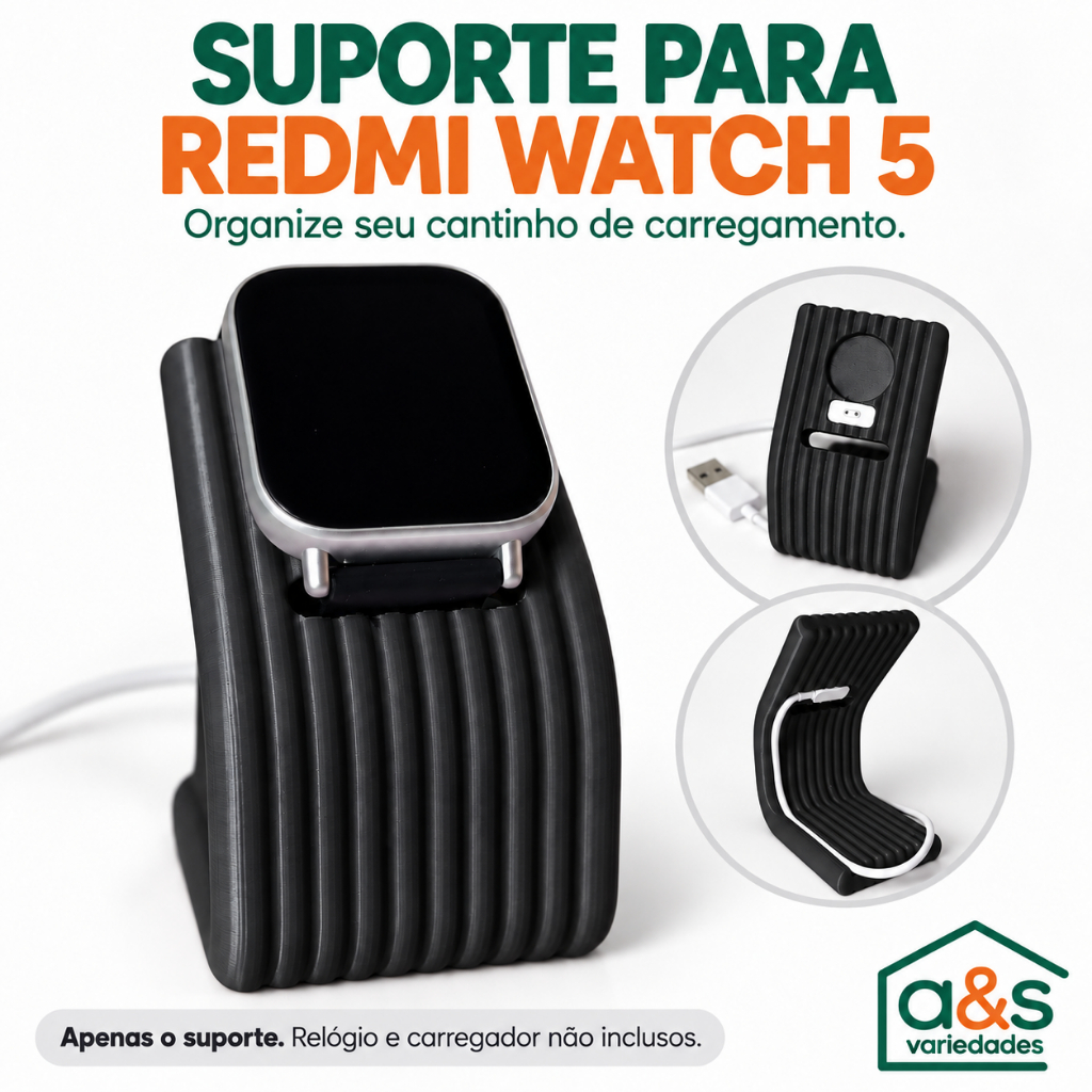 Suporte Base para Carregador Xiaomi Redmi Watch 5 Dock Organizador de Mesa