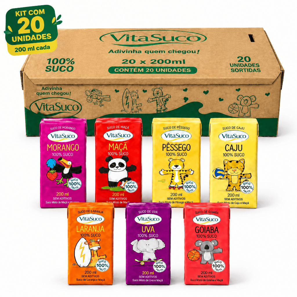 Kit 20 Sucos Vita Suco 200ml Sabores Sortidos 100% Suco