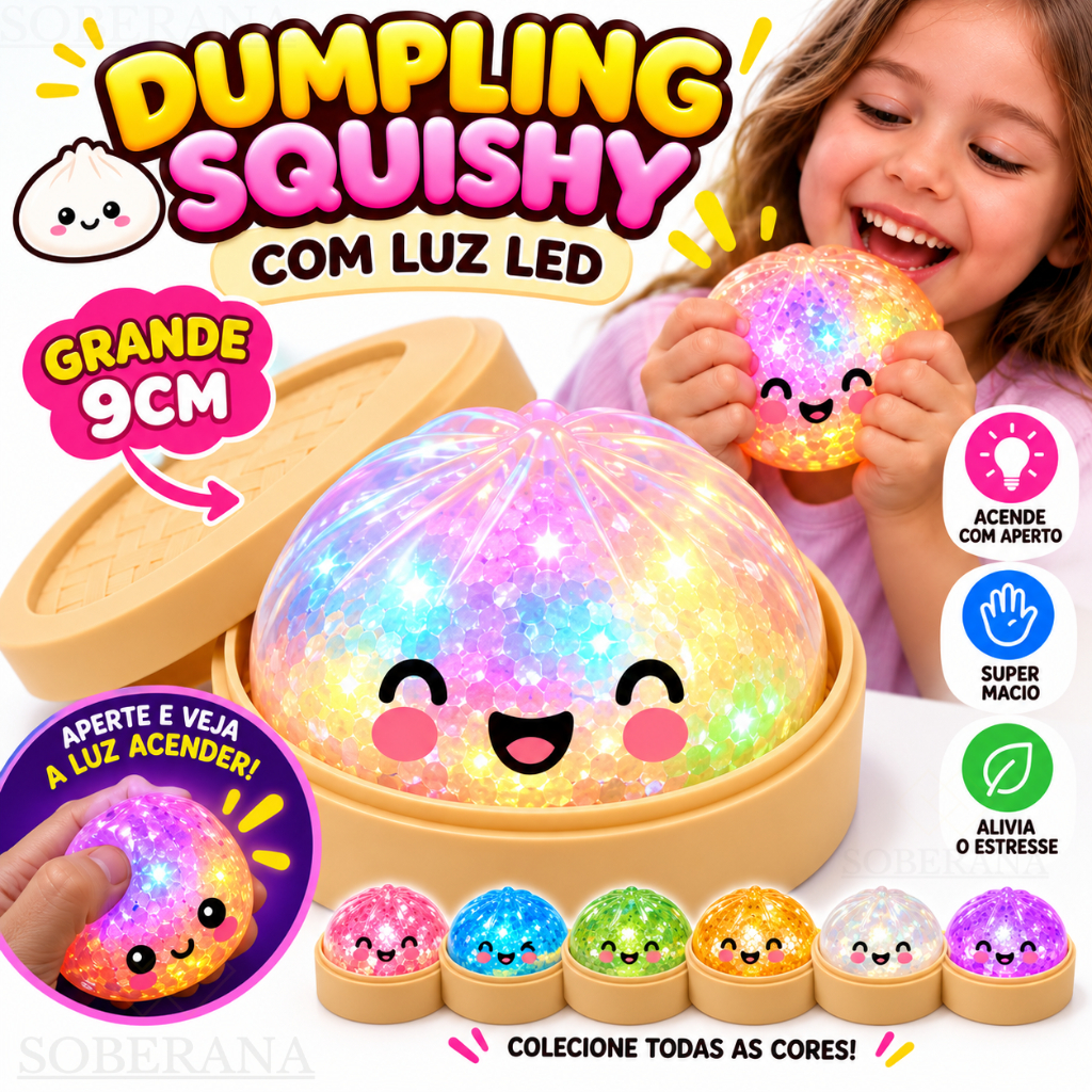 Squishy Caixa Misteriosa Grande com Luz Glitter Brinquedo Sensorial Fidget Bolinho Baozi Antiestresse Kawaii