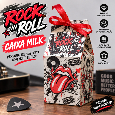 Caixinha Milk Rock n Roll lembrancinha de aniversário Rock in Rio