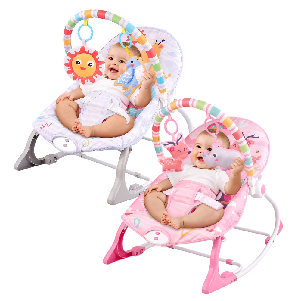 Cadeira de Bebê Descanso Infantil Musical Vibratória Alimentação Repouseira Função Balanço e Deitado