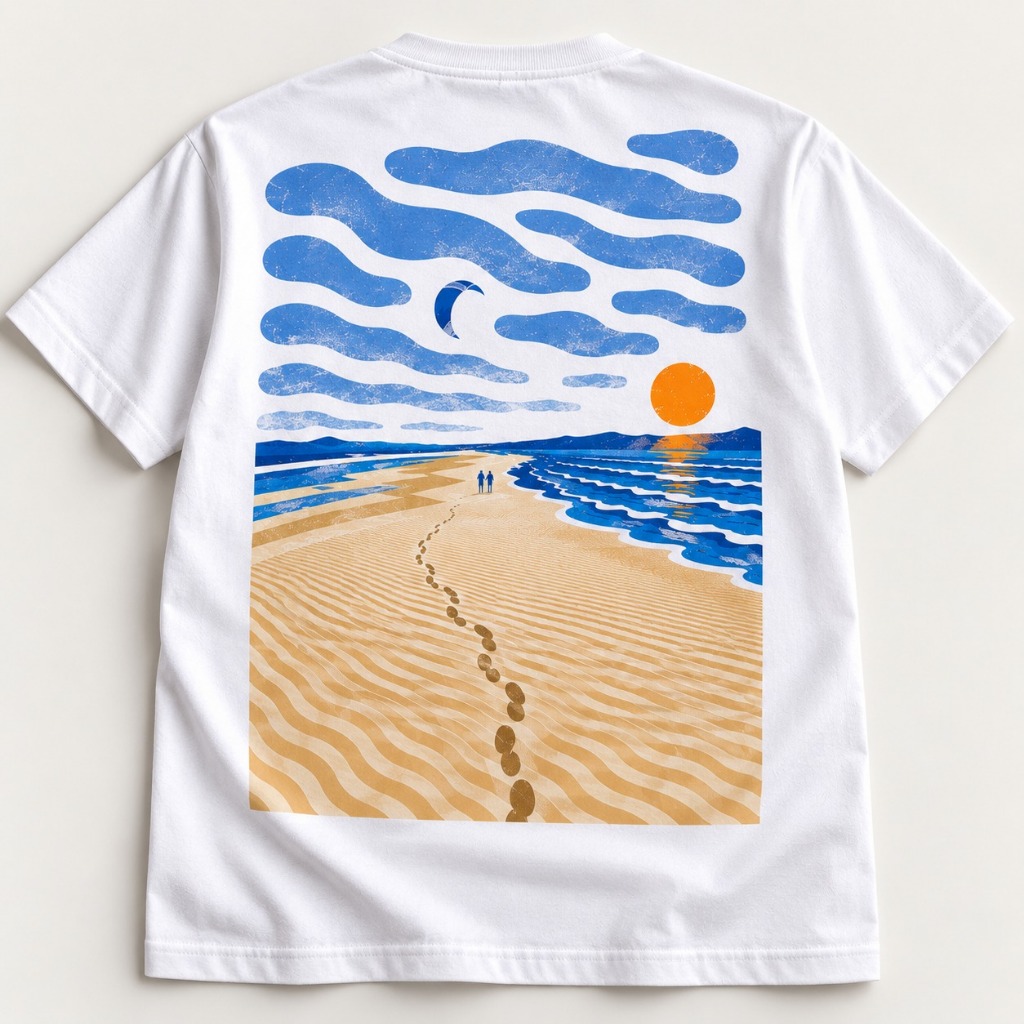 Camiseta Masculina Branca 100% Algodão Estampada Praia Surf Oversized Casual Premium Confortável Manga Curta Atlântic