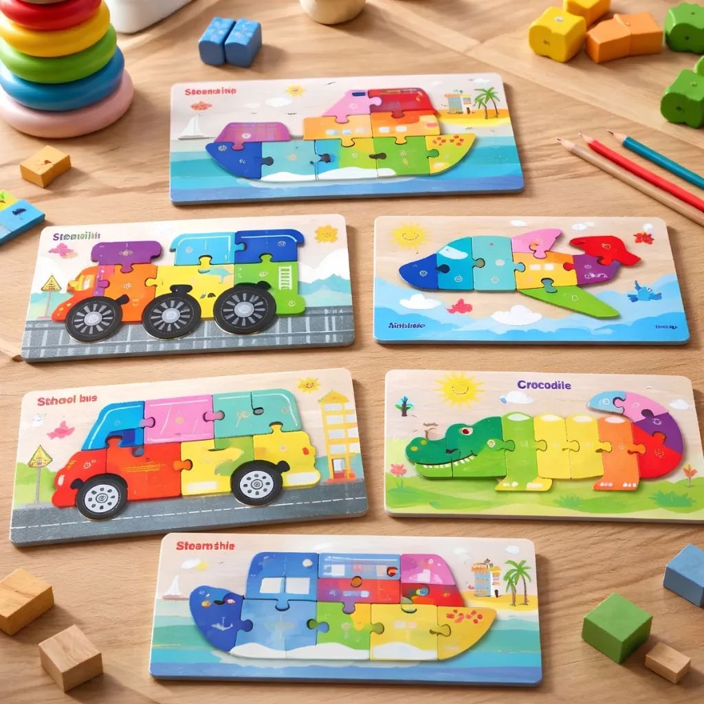 Kit Quebra Cabeça Infantil MDF 3D Animais Tabuleiro Encaixe Quebra Cabeça Puzzle Numérico Números