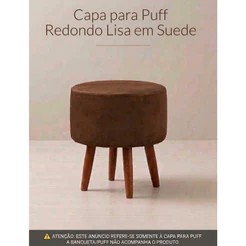 Capa para Puff Redondo em Suede com Elástico Toque Macio