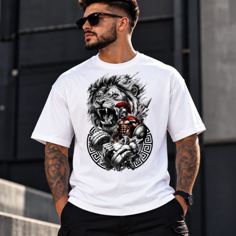 Camiseta Masculina Oversized Premium Estampada – Algodão com Elastano Streetwear Academia Casual