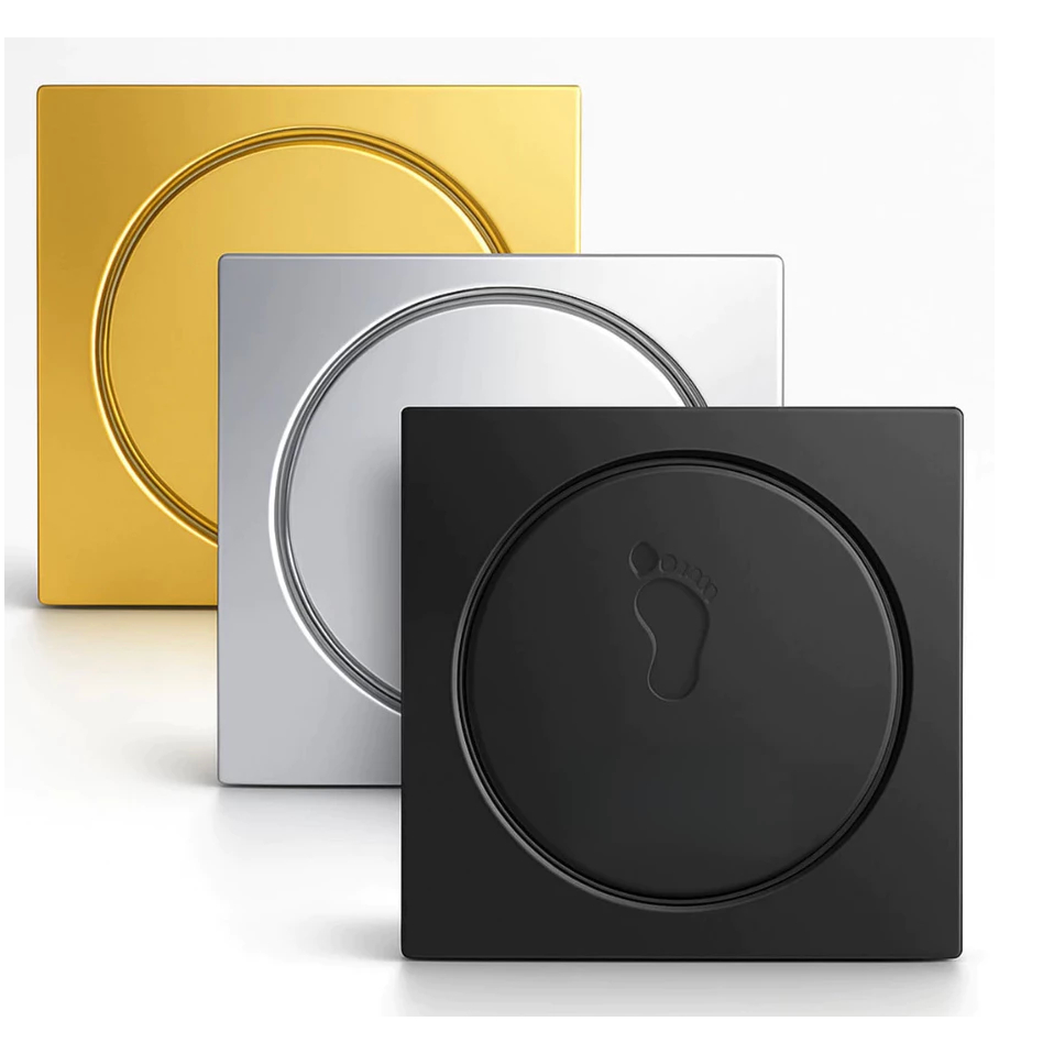 Ralo Click Inteligente Inox 10x10 e 15x15 Banheiro Anti Odor Veda Cheiro Lavabo Cromado Preto DouradoQuadrado
