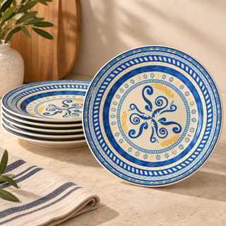 Jogo de 6 prato raso de ceramica Grano Oxford 26cm estampado