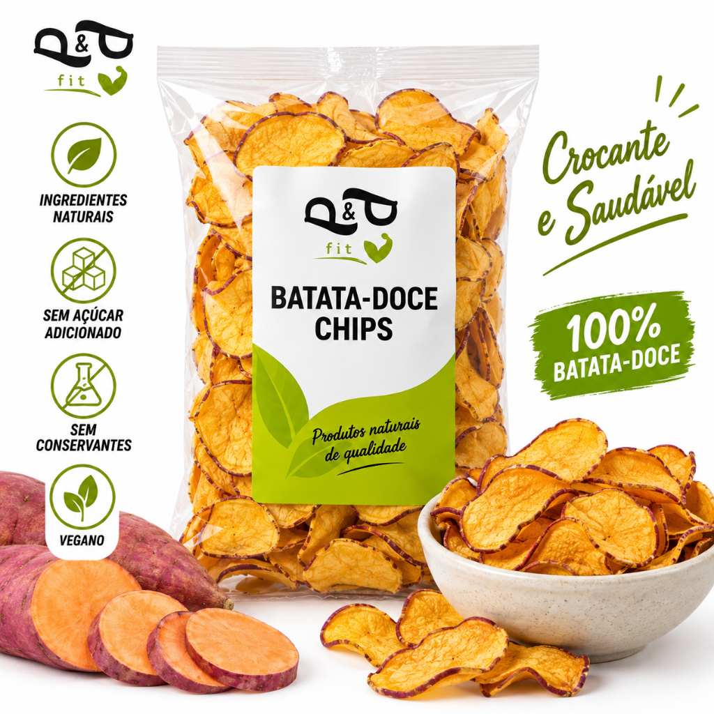 Batata Doce Chips P&P - Sal Rosa 150g