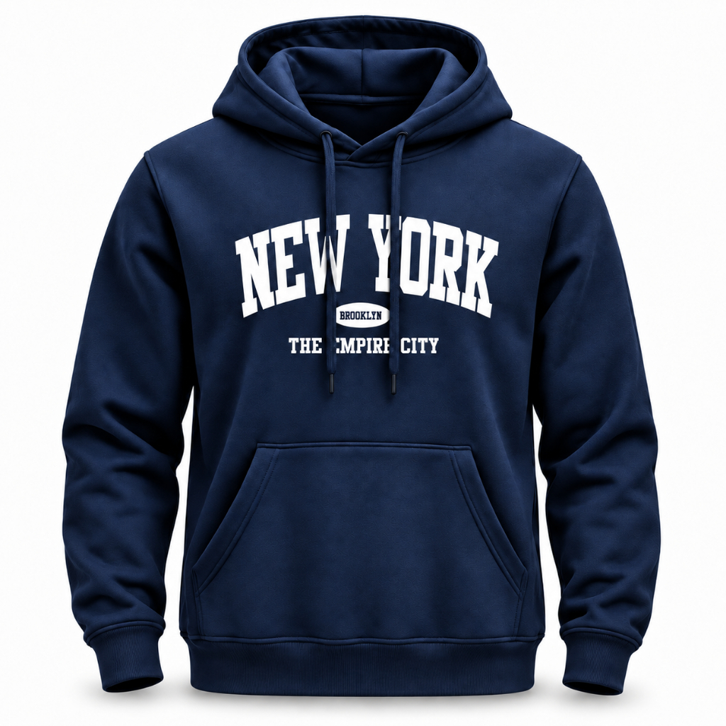 Moletom New York City Masculino Canguru Blusa de Frio com Capuz Bolso e Cordão Unisex P ao GG