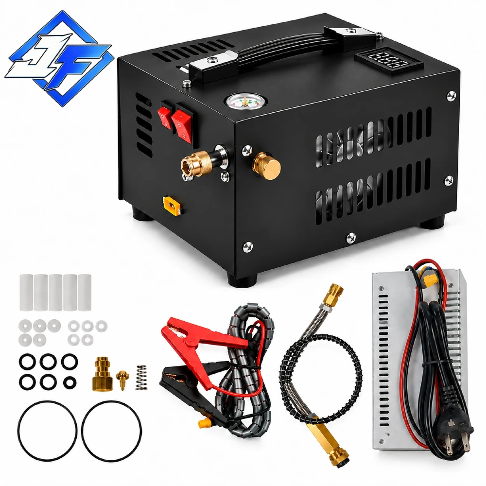 Compressor PCP Alta Pressão 300 Bar 4500 PSI 30MPa Portátil 12V com Transformador 220V