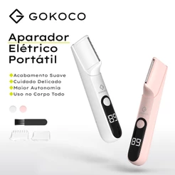 GOKOCO Aparador Feminino Depilador Elétrico Corporal Recarregável USB Tipo-C para Pernas Axilas e Corpo com Visor LED