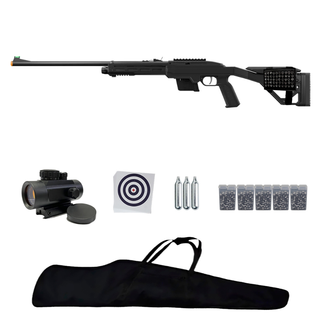 Carabina de Pressão CO2 1077 Tactical 4.5mm .177 - Crosman + Kit Completo