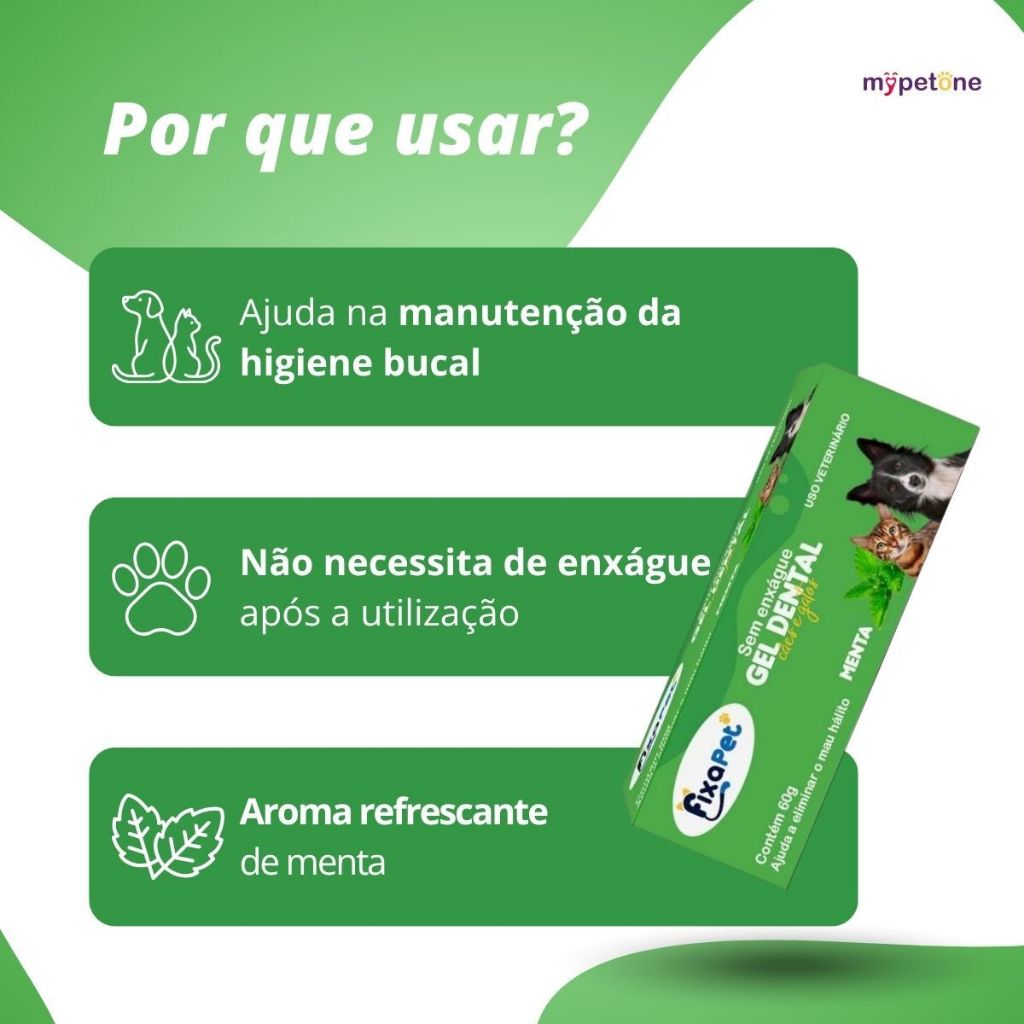 Gel Dental Menta 60g Gel Escovação Pet Para Cães e Gatos Sem Enxágue Fixa Pet 1,2,3 ou 4 Unidades — imagem 2 de 2