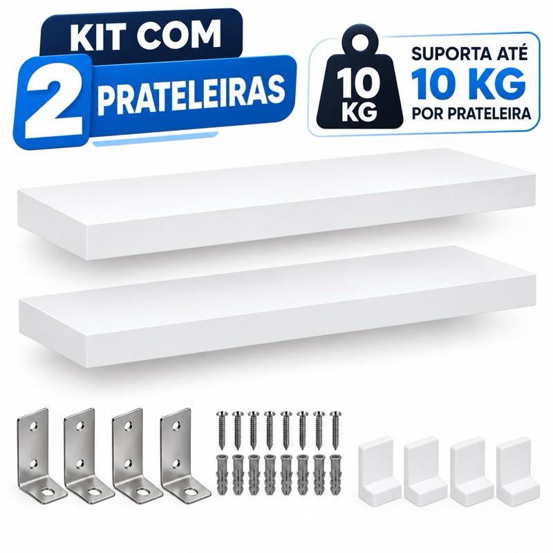 Kit 2 Prateleira MDF 40 cm e 60 cm, Par organizador para decoração e utilidades, ideal para livros, enfeites e produtos