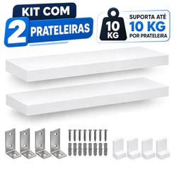 Kit 2 Prateleira MDF 40 cm e 60 cm, Par organizador para decoração e utilidades, ideal para livros, enfeites e produtos