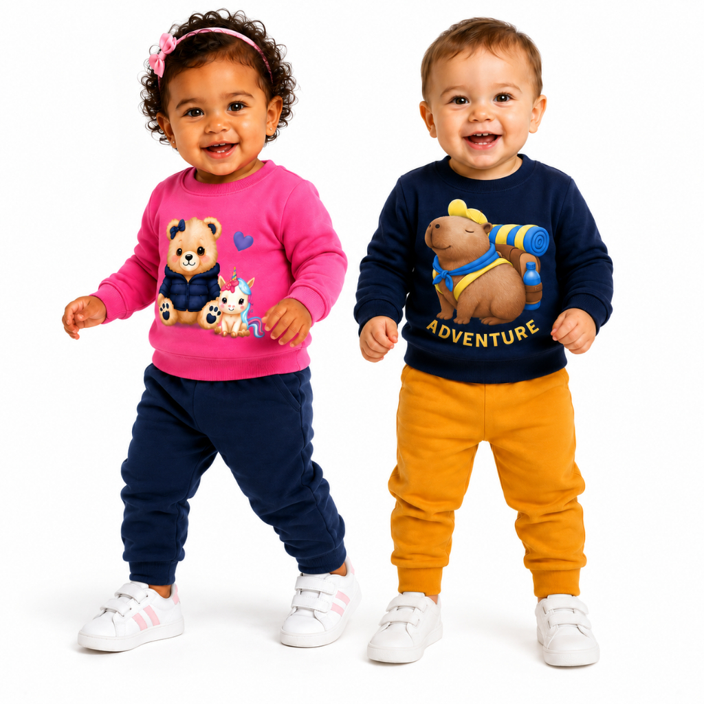 Conjunto Moletom Peluciado Infantil Menina Menino Kyly Bebê Inverno Estampa Sortida P M