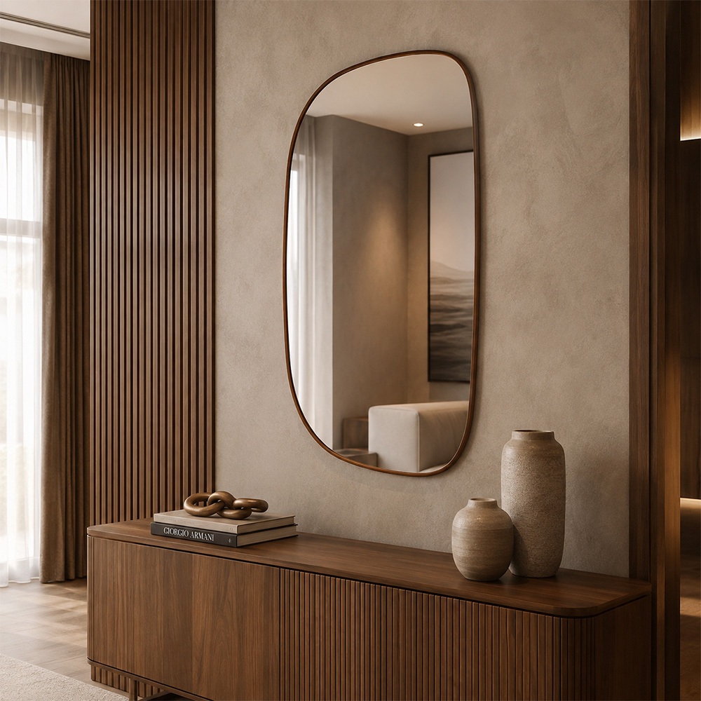 Espelho Orgânico Decorativo 53X110 Grande Moderno Sala Quarto Banheiro - Modelo Ágata