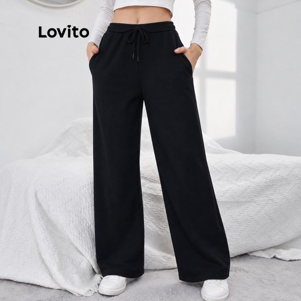 Lovito Calça Moletom Feminina Inverno Lapela BRPTB1041BRL1071