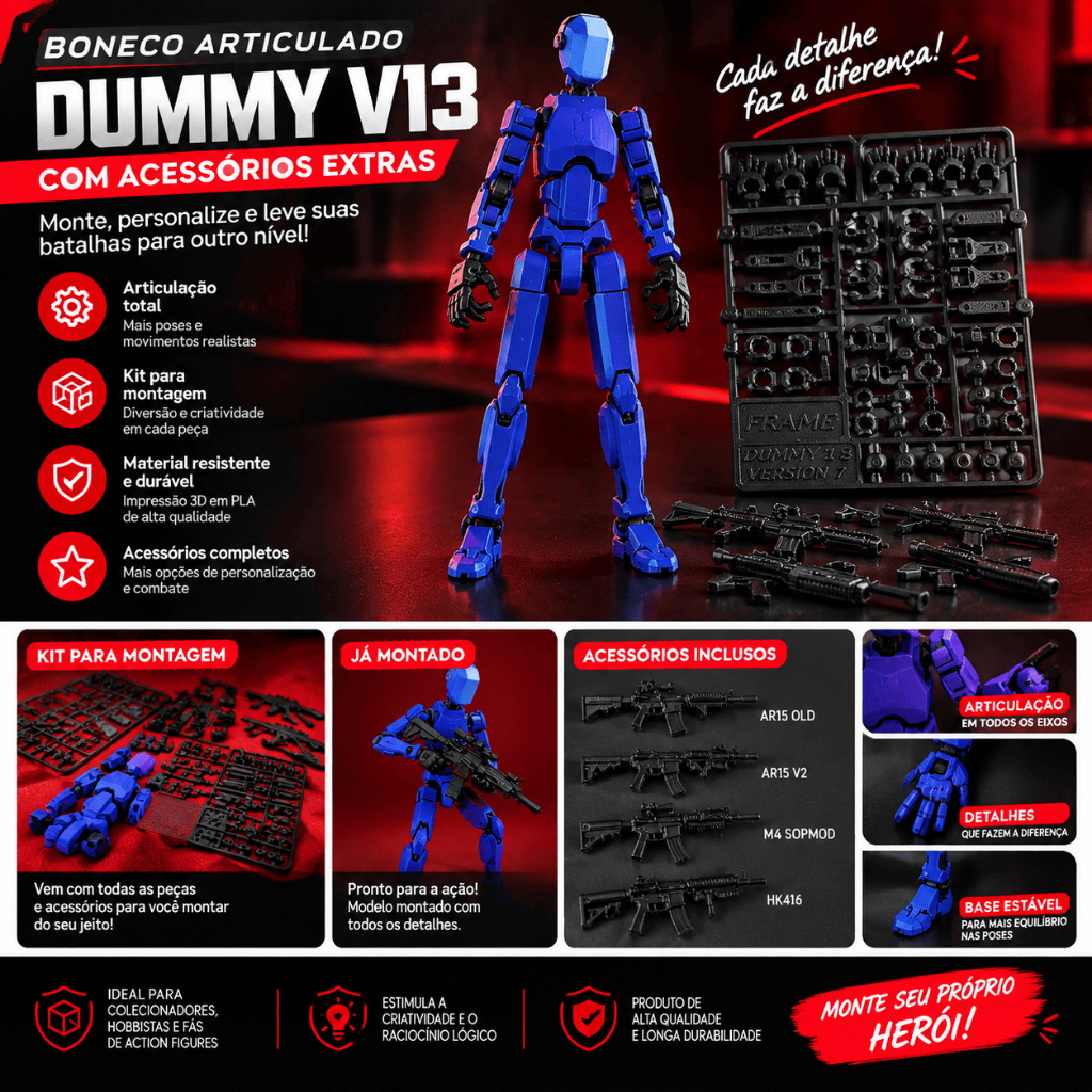 Boneco Dummy 13 Articulado Montagem 3D Presente Criativo Crianças Artistas Anatomia Stop Motion Desenho Ilustração