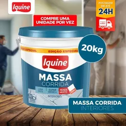 Massa Corrida Iquine para Parede Interna 20kg Revestimento Branco Liso Pronto para Uso