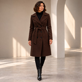 Casaco Feminino Lam batida Sobretudo com Cinto Elegante Confortável Tamanho M G e GG Feminino