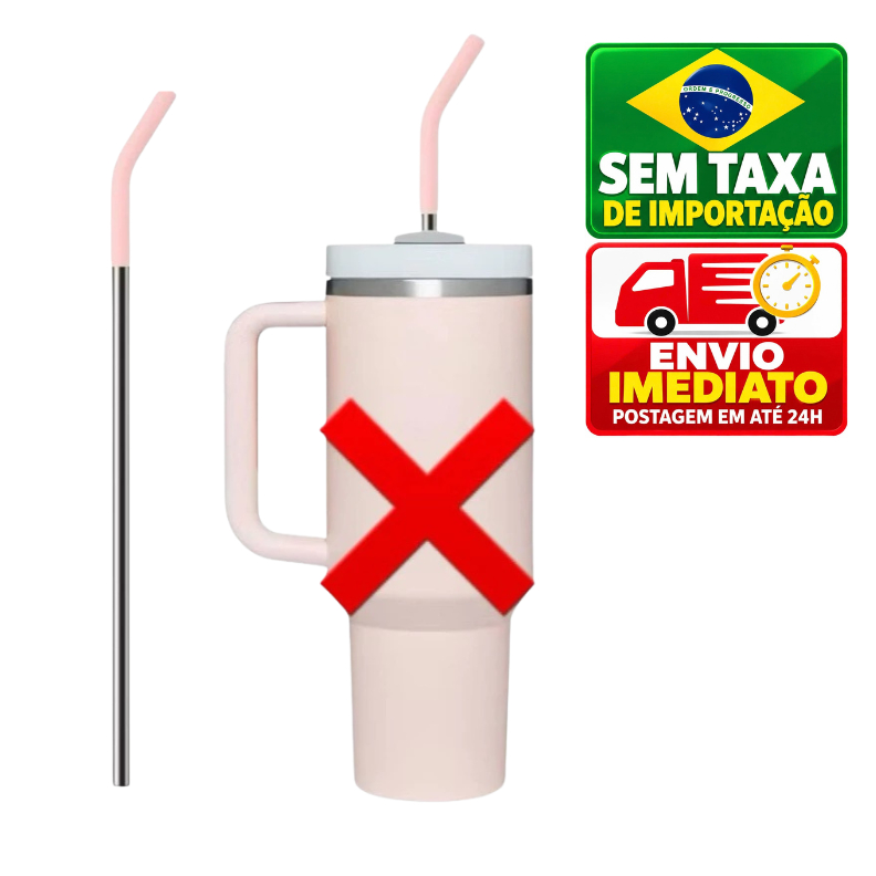 Canudo inox com Bico Silicone para Copo 1200ml