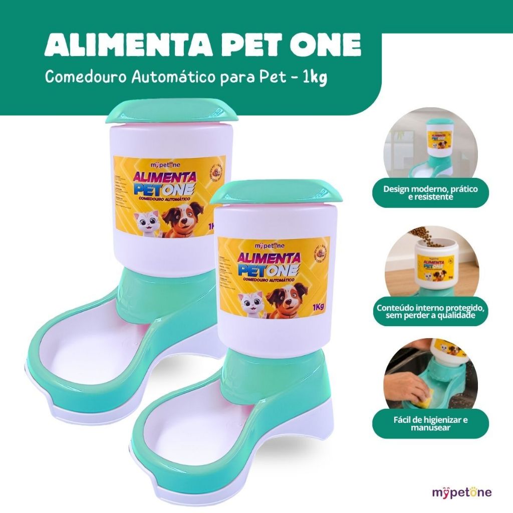 Kit 2 Comedouro Automático Alimenta Pet One - Tiffany