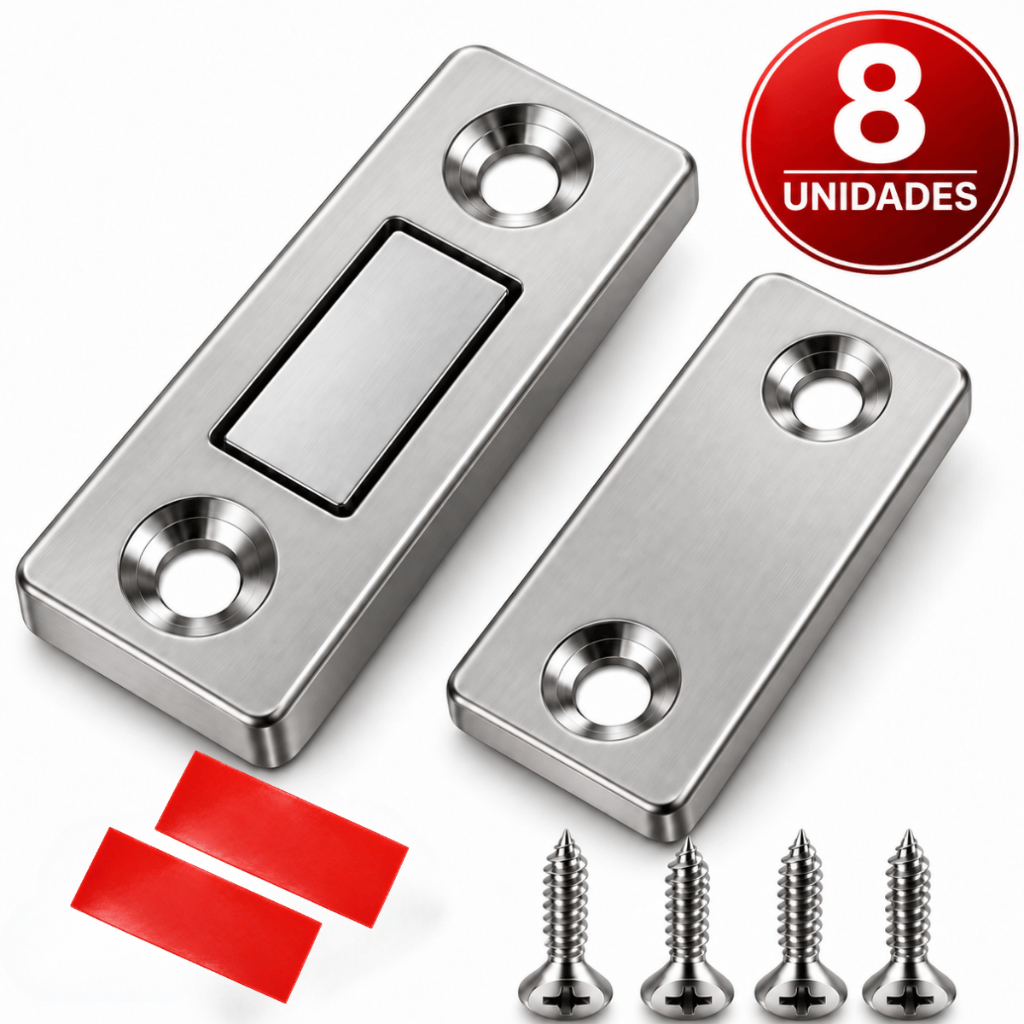 Kit 8 Fecho Magnético De Neodímio Trava Porta Armário Guarda Roupa Gaveta Imã Ultra Forte