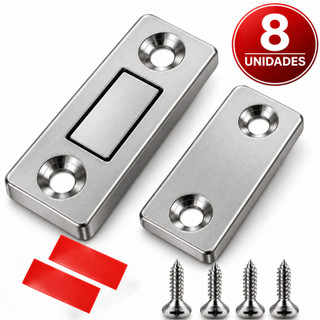 Kit 8 Fecho Magnético De Neodímio Trava Porta Armário Guarda Roupa Gaveta Imã Ultra Forte
