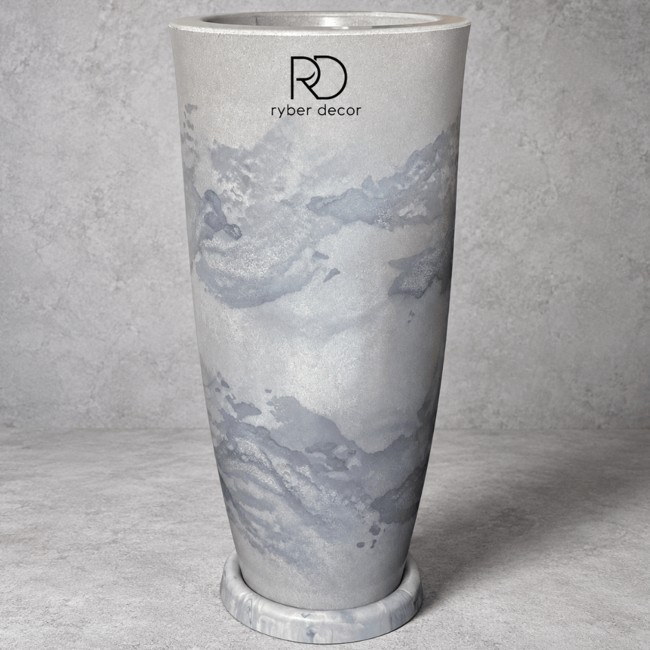 Vaso para Plantas Coluna Cone Ibiza Luxo Marmorizado 62x31 cm Leve e Resistente
