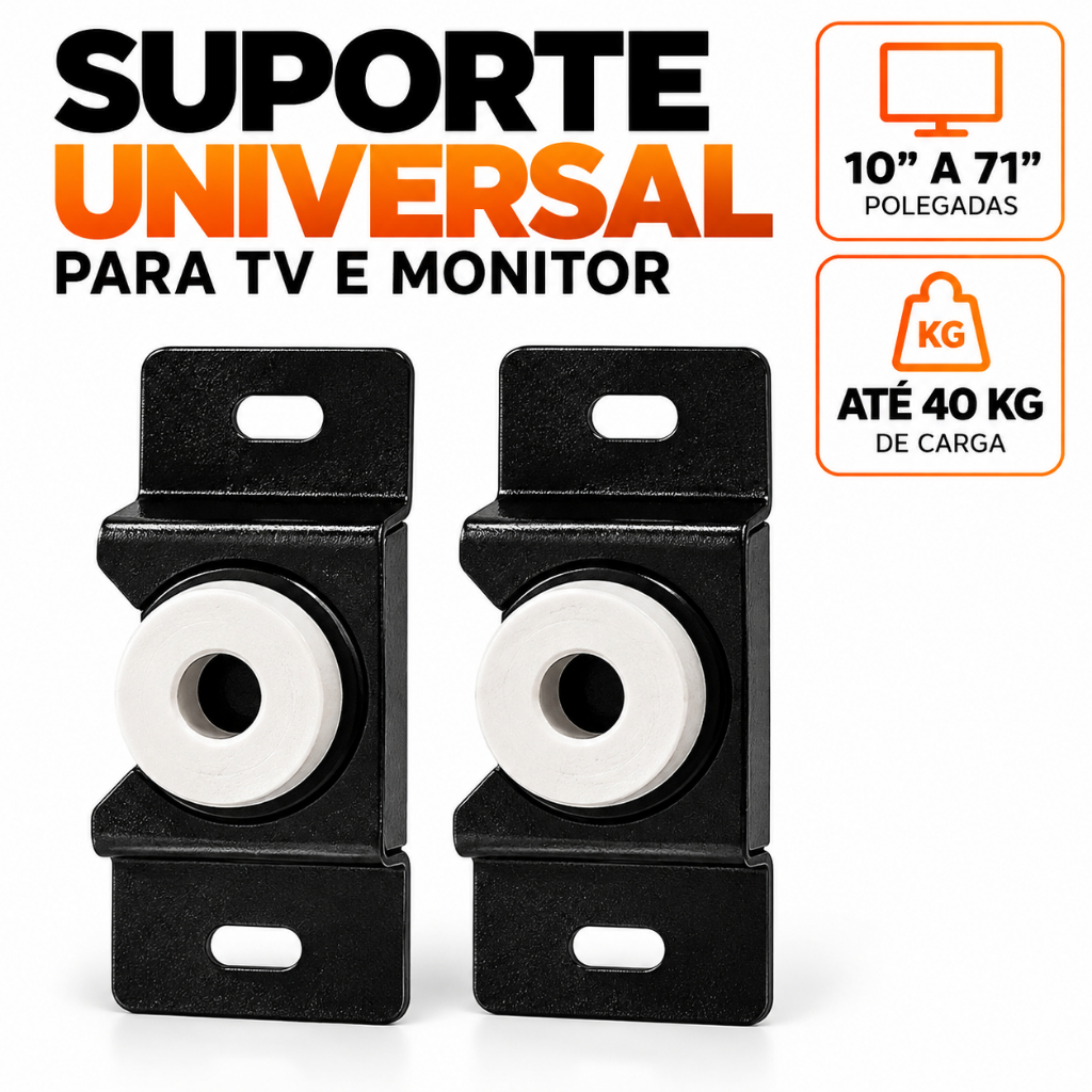Suporte Universal para TV Monitor 10 a 71 Polegadas Fixo Parede até 40kg com Kit Instalação