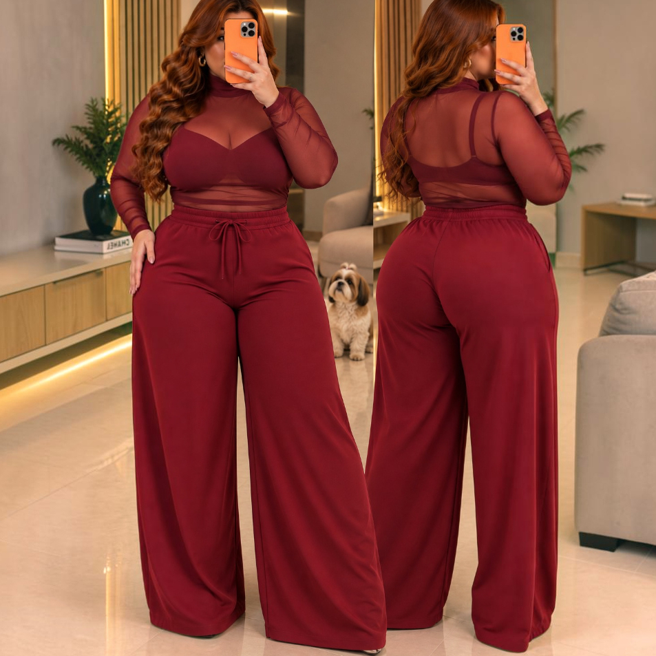 Calça Plus Size Feminina Social Calça Wide Leg Feminina Calsa Feminina Plus Size Calça Larga Feminina Plus Size Causa