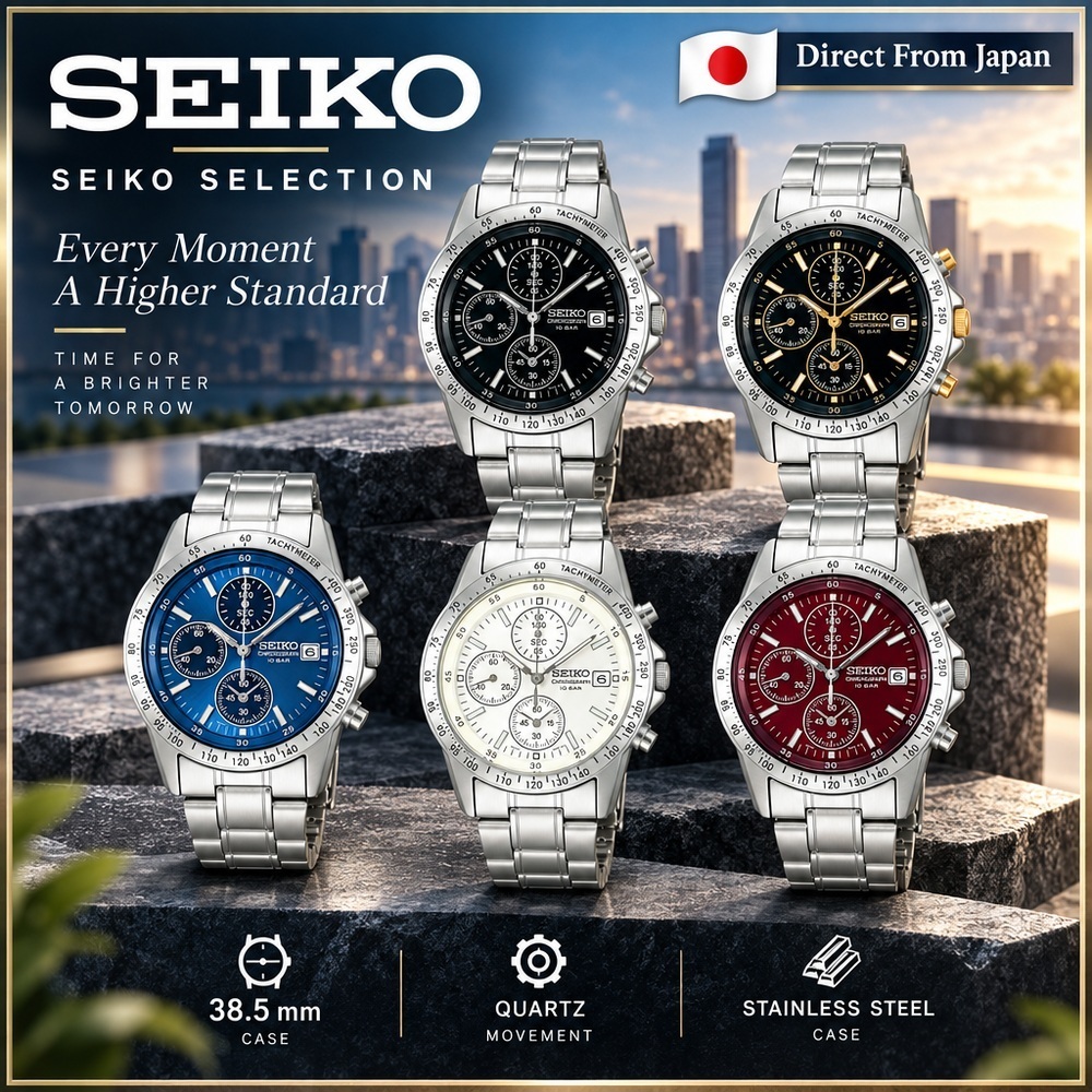 [Seiko] Relógios cronógrafos de quartzo masculinos: SBTQ041 Preto, SBTQ043 Preto x Dourado, SBTQ071