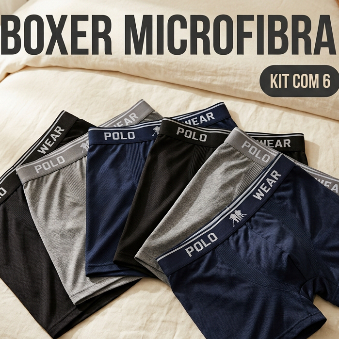 Cueca Boxer Masculina Polo Wear Original Sem Costura Microfibra Premium Cós Elástico Largo Toque Suave Respirável