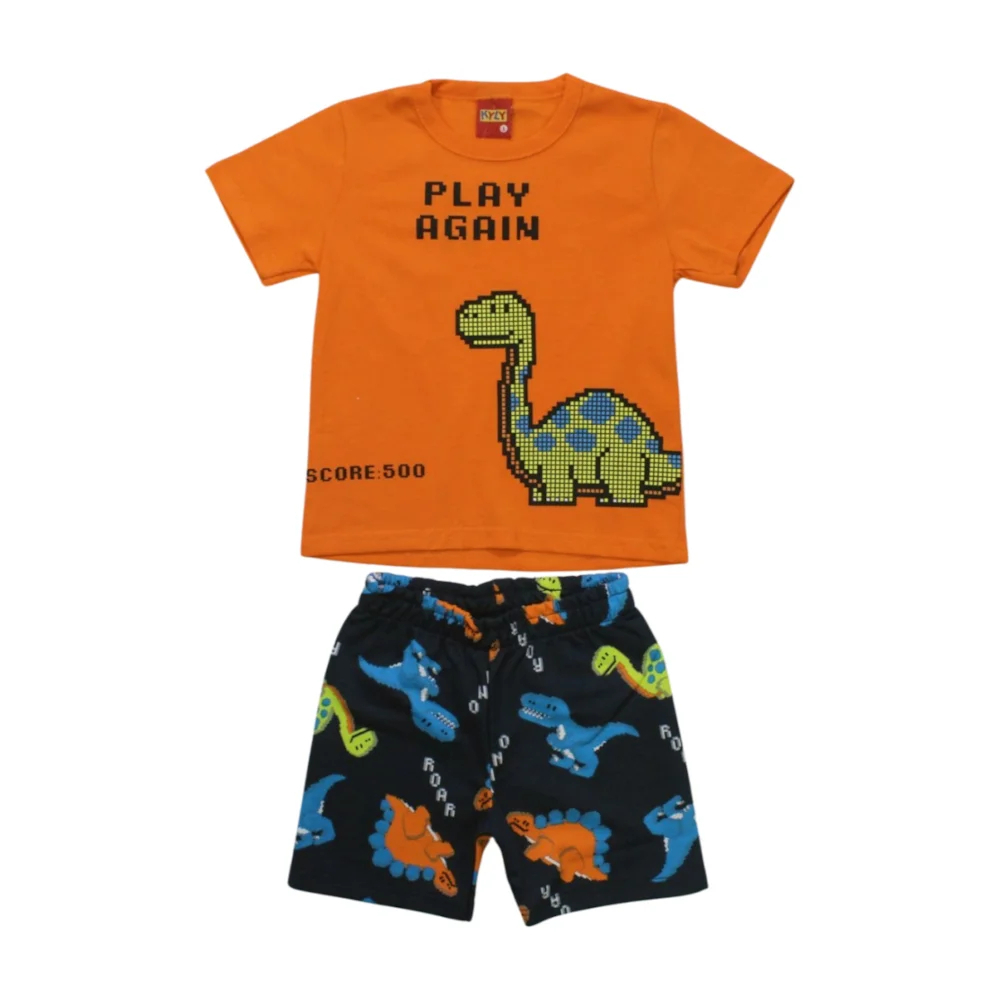 Conjunto Infantil Menino Kyly Dinossauro Camiseta e Bermuda Tam P