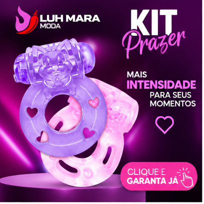 Kit 2 Anel Peniano De Silicone Masculino Com Vibrador Estimulador De Clitóris