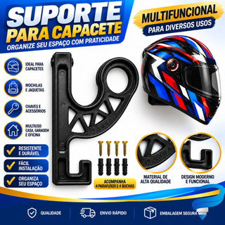 Suporte Gancho Parede Capacete Moto Bike MTB Organizador Boné Mochila Jaqueta Chaves Acessórios Garagem Oficina Casa