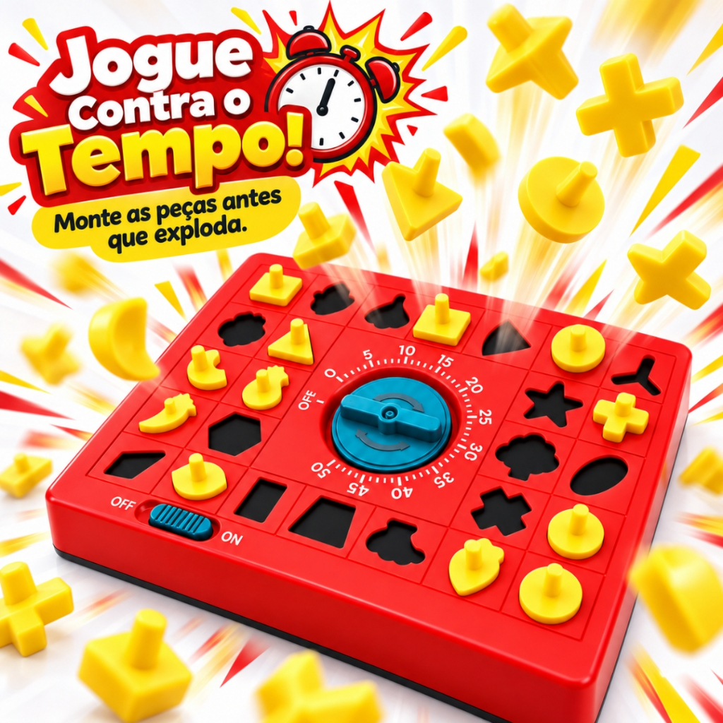 Jogo Contra o Tempo Relógio 60 Segundos Blocos de Montar 26 Peças Jogos Infantil