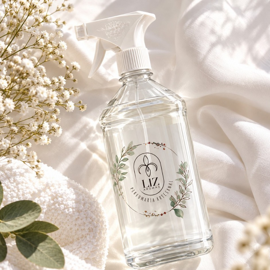 Água lençois Perfumada 1 litro com borrifador lençóis Ambiente Liz Aromas roupas