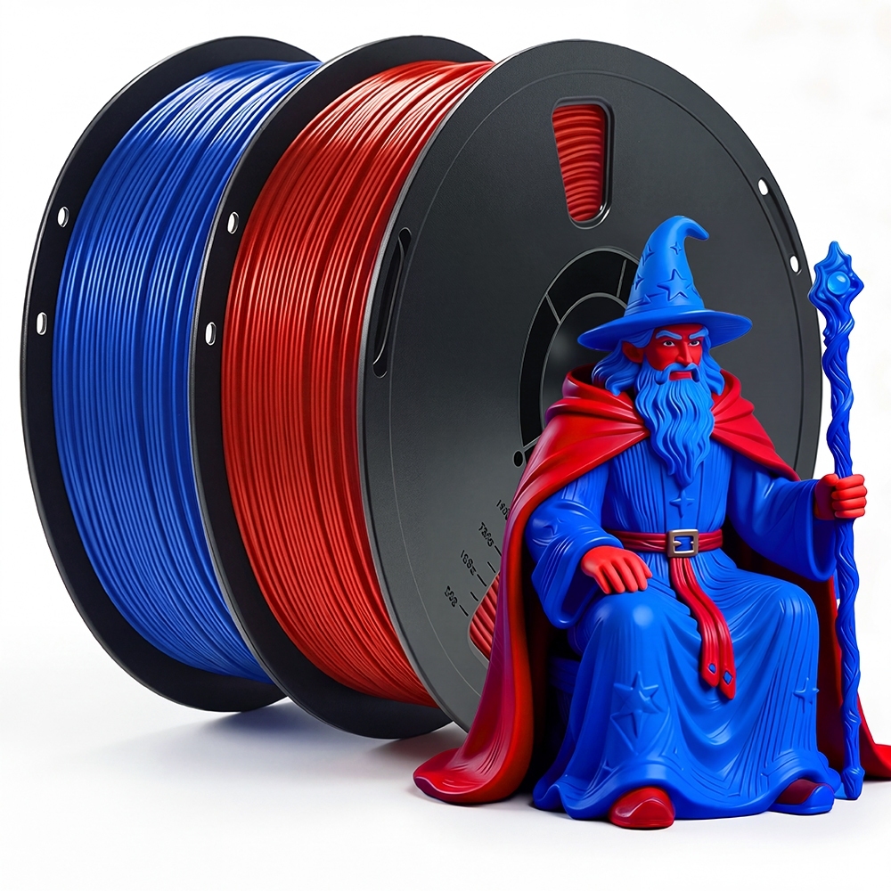 Filamento PLA Premium 2Kg 1,75mm Efeito Aveludado Impressora 3D FDM 3D Oficial Azul + Vermelho