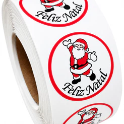 500 Etiquetas Adesivas Lacre Feliz Natal Redondo 3 cm