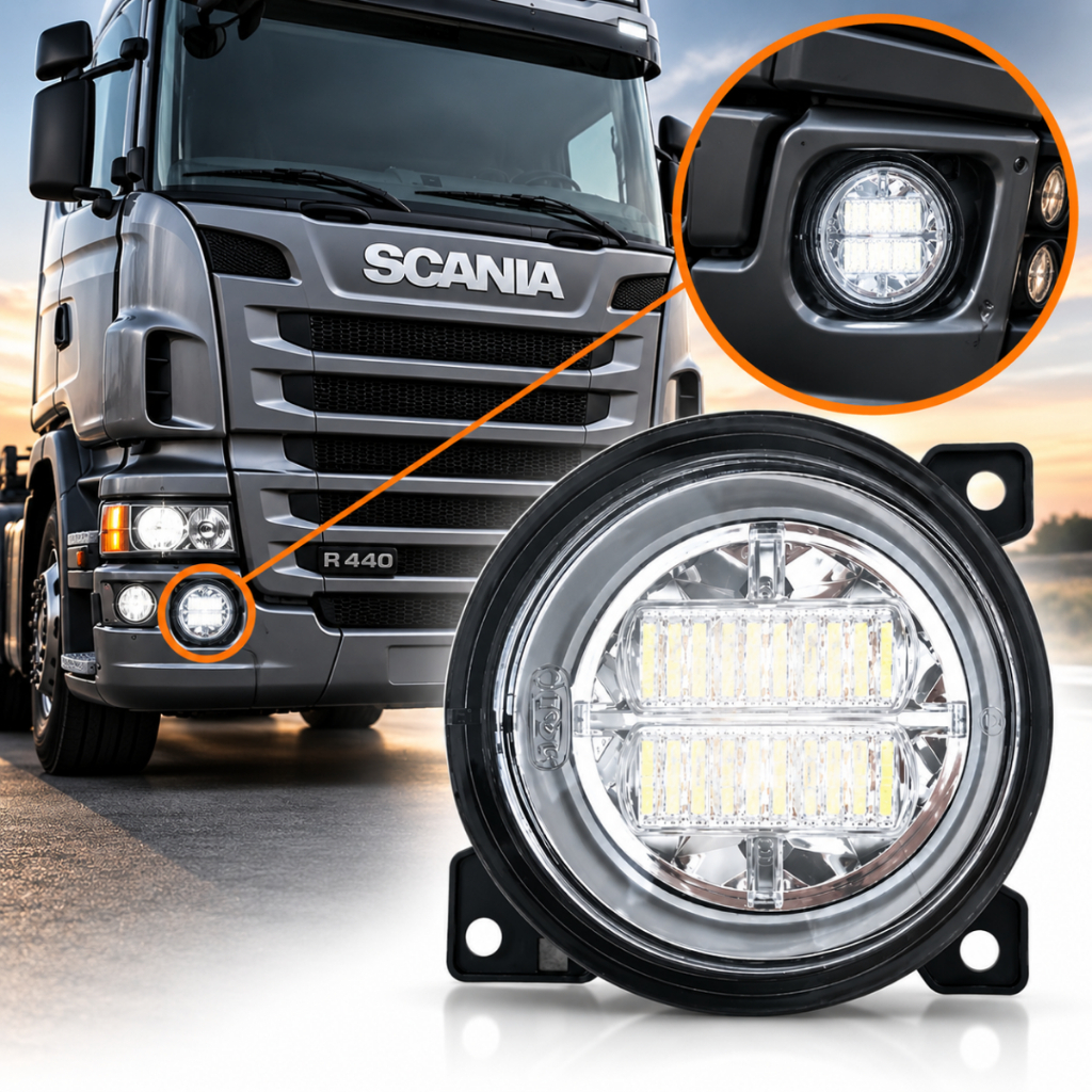 Farol Auxiliar Neblina Milha Led Scania Série 5 PGR  L/E