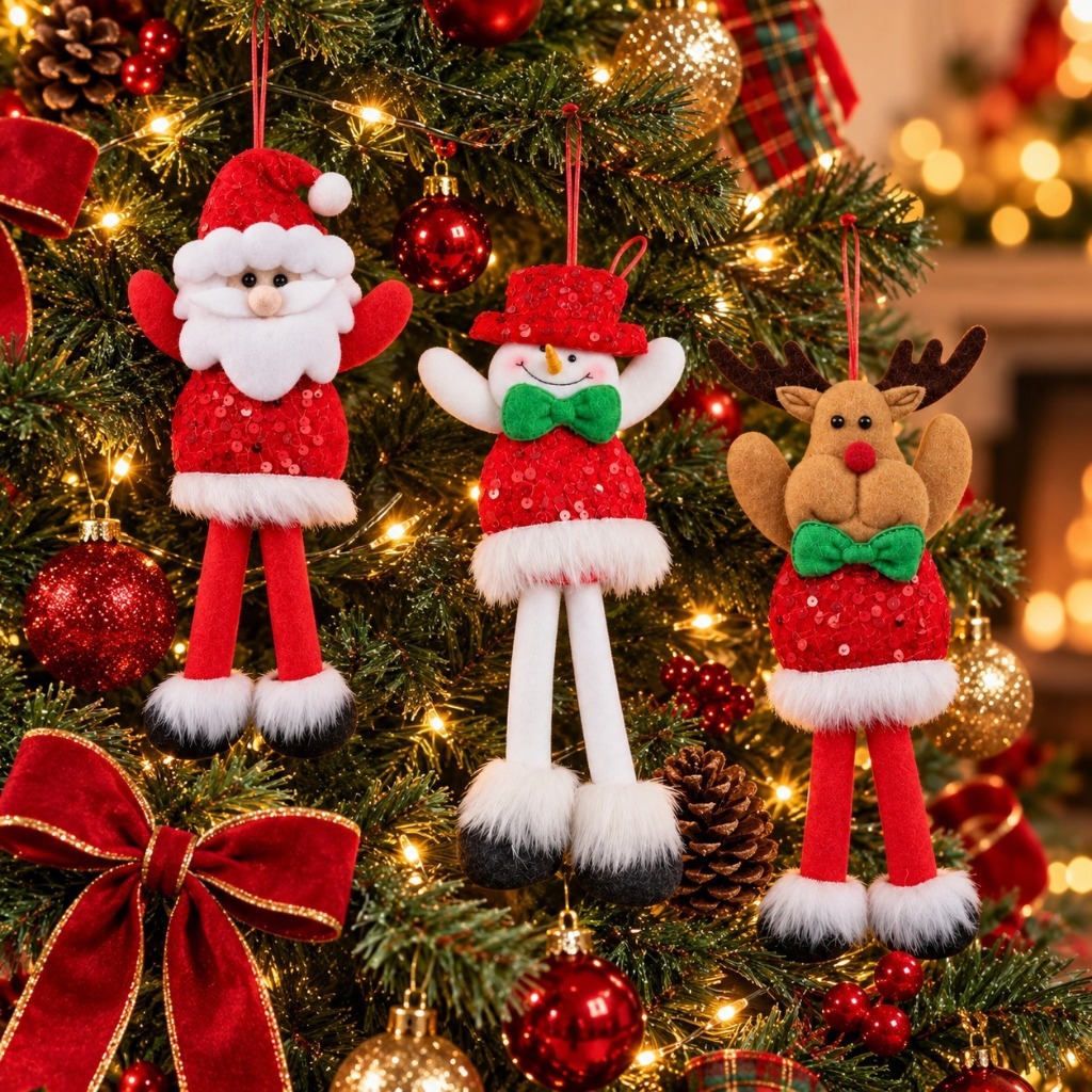Kit 3 Pendente Natalinos Papai Noel Renas Enfeite Natal Luxo misto decoração casa arvore de natal