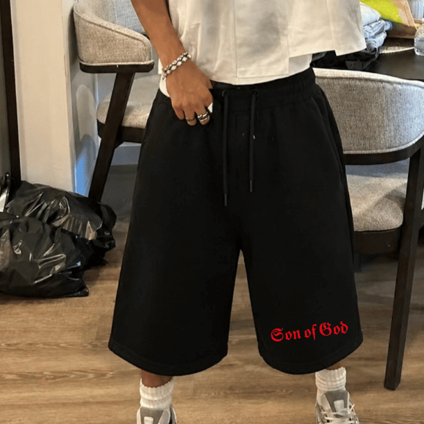 Bermuda Masculina Baggy Moletom Estampado Streetwear Oversized Larga Y2K Cós Elástico Algodão Confortável Casual Urbano