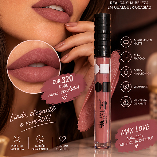 Batom Matte Longa Duração Não Craquela Alta fixação Vinhos Vermelhos Malva Rosa Nude Terracota Boca
