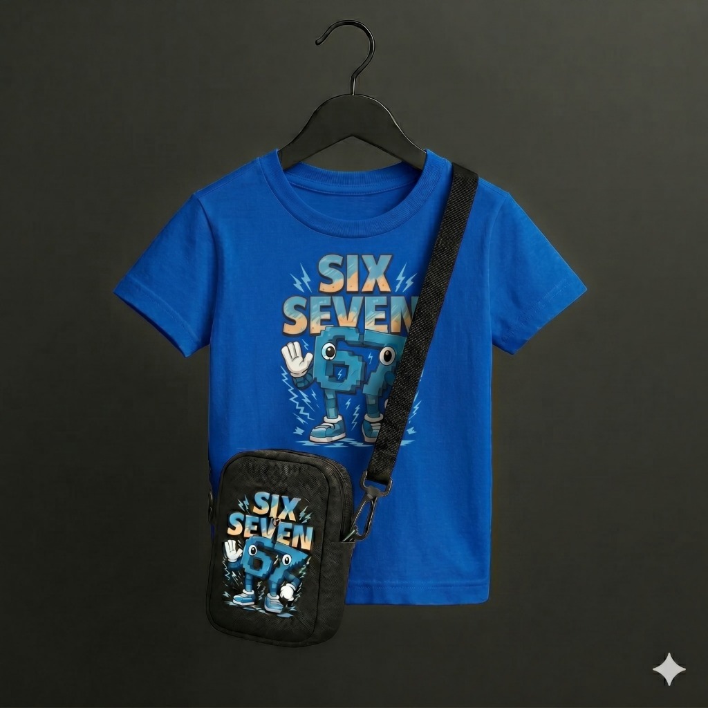 Camiseta Six Seven Estampada Com Personagem Pronta Para Entrega Modelo Casual Confortável Para Uso No Dia A Dia