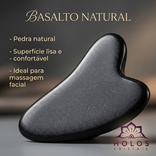 Guasha Placa Massageadora Facial de Pedra Natural Basalto Anti Ruga