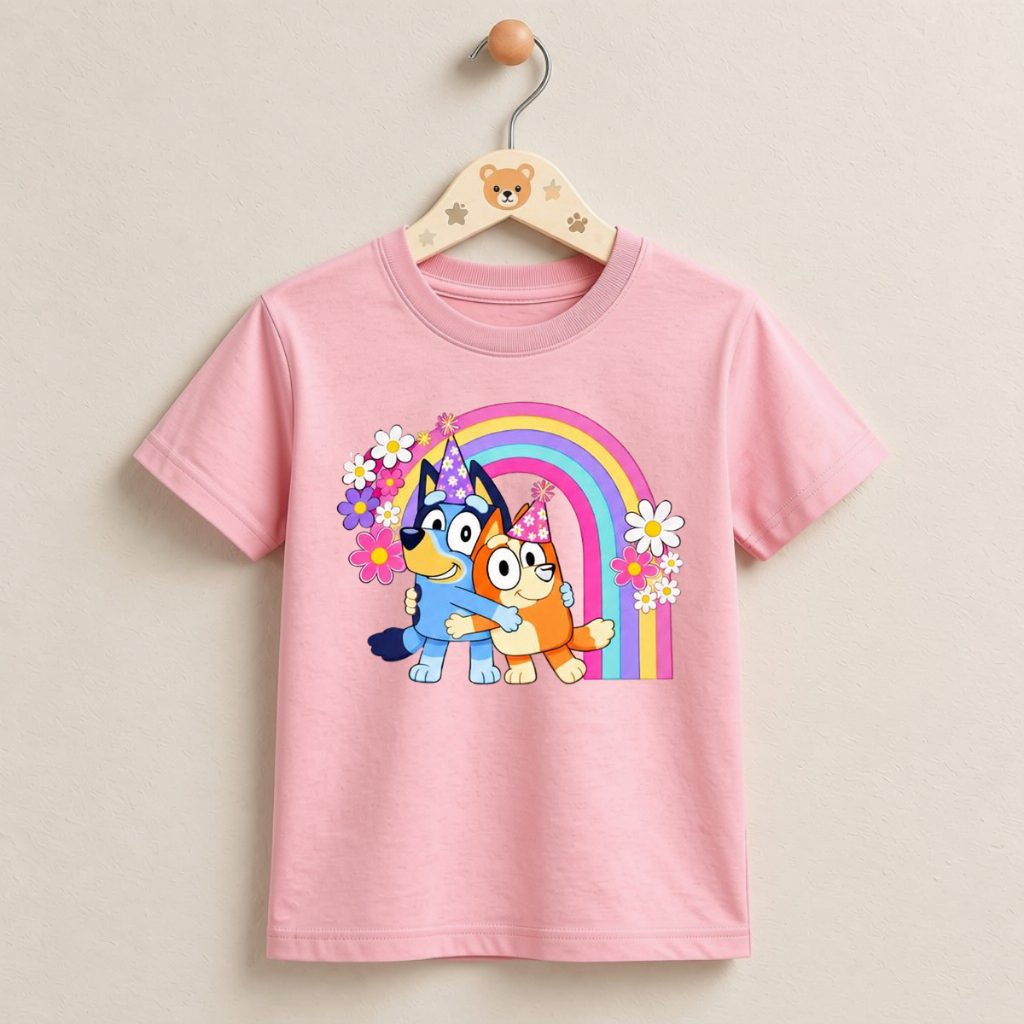Camiseta Infantil Menina Bluey 100% Algodão | Blusa Infantil Feminina Estampada | Roupa Infantil Menina