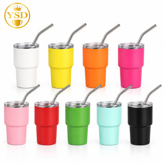 Mini Copo Térmico Café Inox com Tampa e Canudo Portátil Colorido
